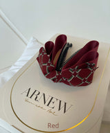 arnew Hair Accessories Red Monic Ribbon Banana Pin