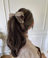arnew Hair Accessories Tweed 3-Tier Ribbon Banana Pin