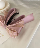 arnew Hair Accessories Tweed 3-Tier Ribbon Banana Pin