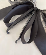arnew Hair Accessories Tweed 3-Tier Ribbon Banana Pin