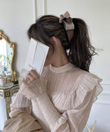arnew Hair Accessories Tweed 3-Tier Ribbon Banana Pin