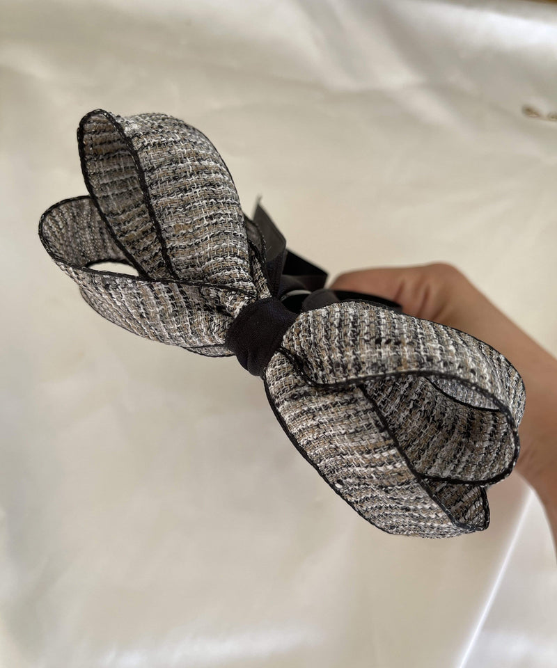arnew Hair Accessories Tweed 3-Tier Ribbon Banana Pin