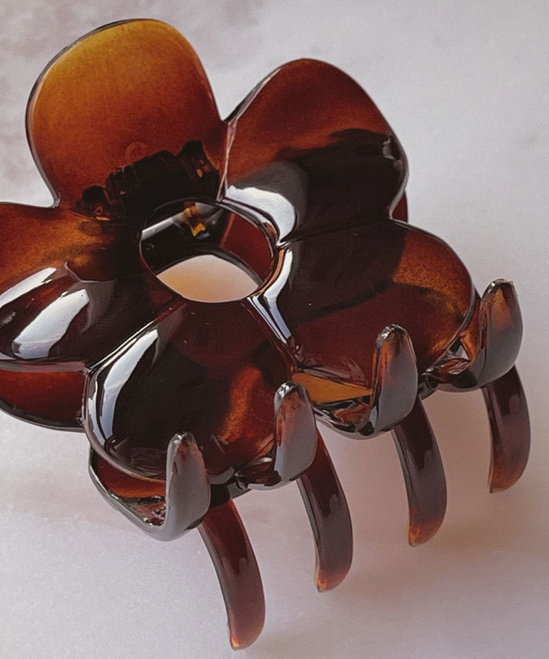 arnew hair claws Brown flower france claw clip