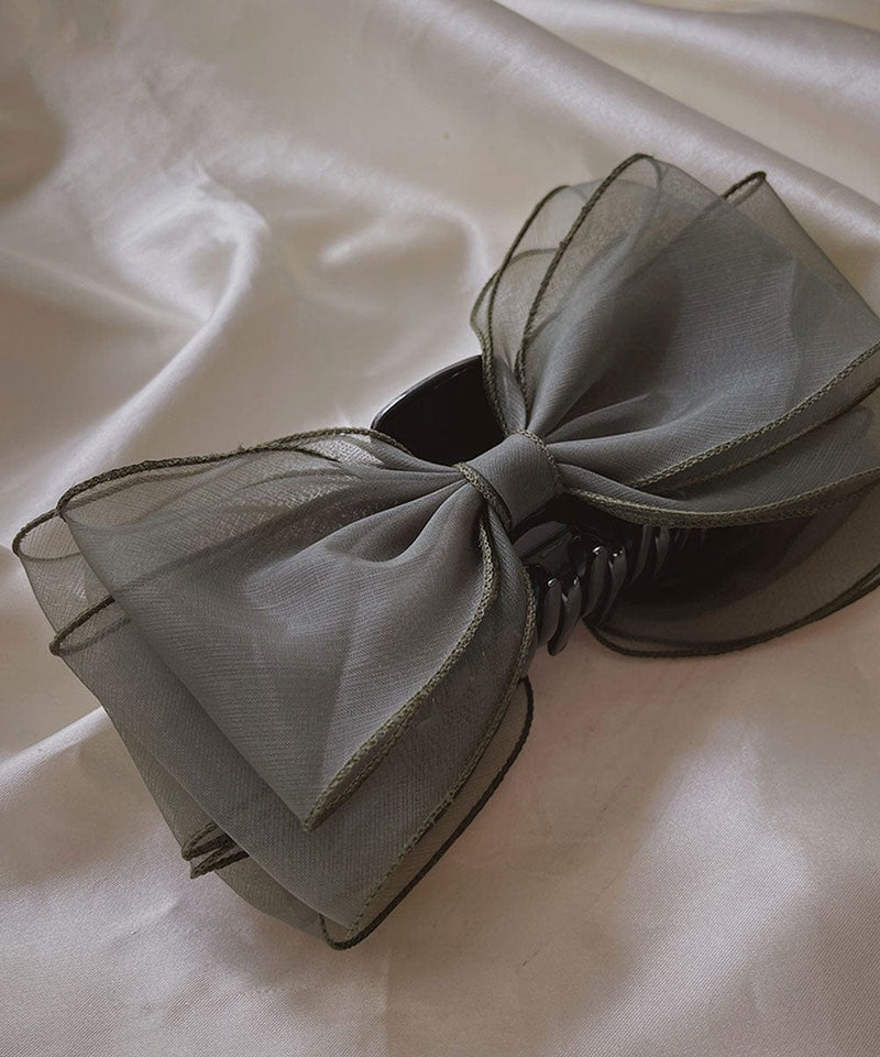 arnew hair claws Khaki Amor Fall Big Ribbon Hair Claw