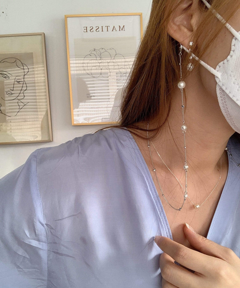 arnew Jewelry Ananias Pearl Necklace Mask Straps